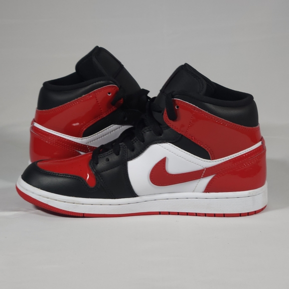 Jordan 1 Mid Patent Bred Size 8.5W/7M - Picture 3 of 5